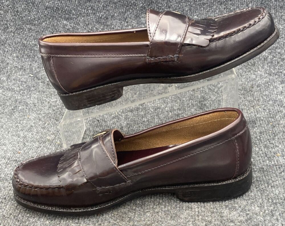 Bostonian Mens 10 M Burgundy Leather Kiltie Monk Strap Loafers Brazil 27098